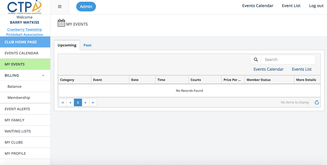 in your profile page